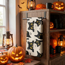 かわいい黒猫のハロウィン キッチンタオル