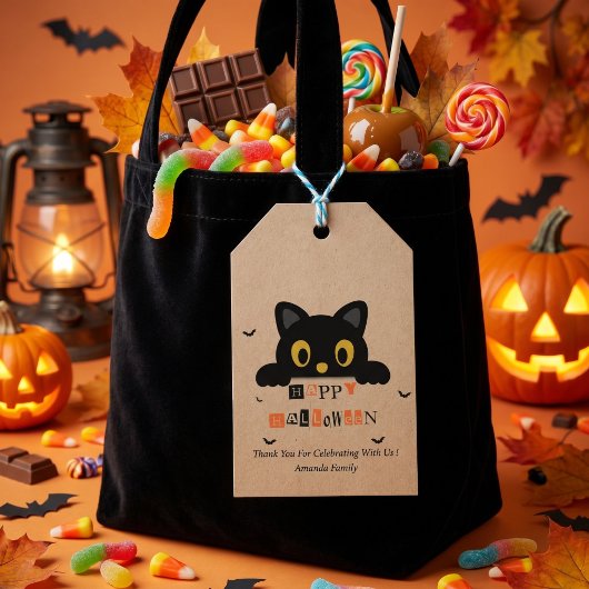 かわいい黒猫のハロウィン ギフトタグ