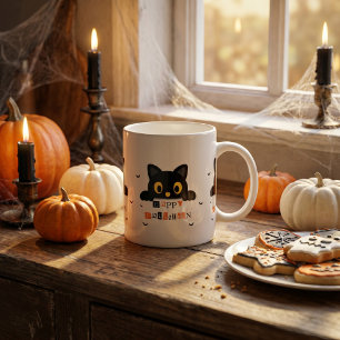 かわいい黒猫のハロウィン コーヒーマグカップ