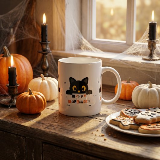 かわいい黒猫のハロウィン コーヒーマグカップ