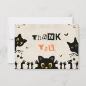 かわいい黒猫のハロウィン サンキューカード (正面)