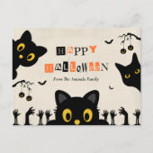 かわいい黒猫のハロウィン シーズンポストカード (正面)
