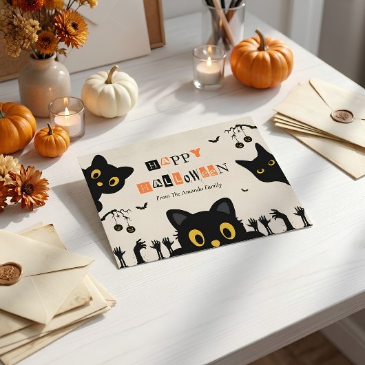 かわいい黒猫のハロウィン シーズンポストカード