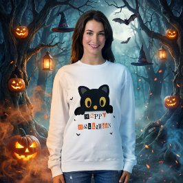 かわいい黒猫のハロウィン スウェットシャツ