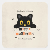 かわいい黒猫のハロウィン スクエアシール (正面)