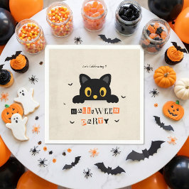 かわいい黒猫のハロウィン スタンダードカクテルナプキン