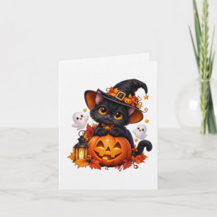 かわいい黒猫のハロウィン・パンプキン - スプーキーK カード