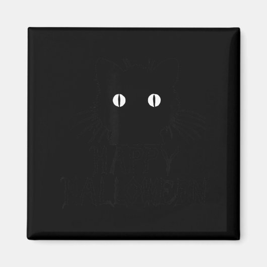 かわいい黒猫のハロウィン、ヒゲが幸せ マグネット (正面)