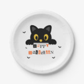 かわいい黒猫のハロウィン ペーパープレート (正面)