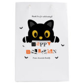 かわいい黒猫のハロウィン ミディアムペーパーバッグ (正面)