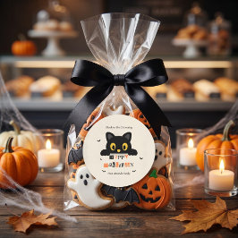 かわいい黒猫のハロウィン ラウンドシール