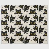 かわいい黒猫のハロウィン ラッピングペーパー (フラット)