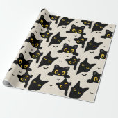 かわいい黒猫のハロウィン ラッピングペーパー (アンロールド)