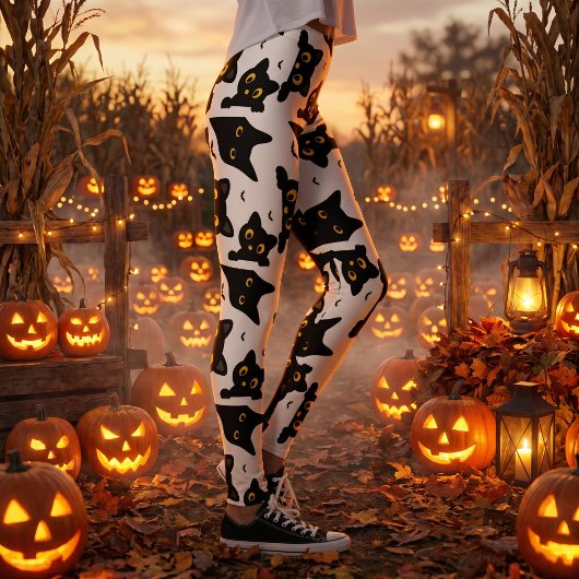 かわいい黒猫のハロウィン レギンス