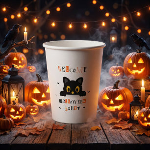 かわいい黒猫のハロウィン 紙コップ