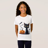かわいい黒猫のハロウィン🎃 Tシャツ (正面フル)