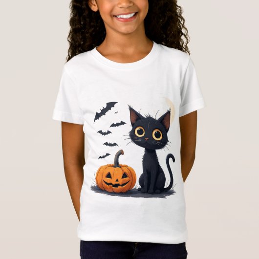 かわいい黒猫のハロウィン🎃 Tシャツ (正面)