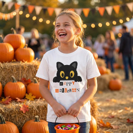 かわいい黒猫のハロウィン Tシャツ