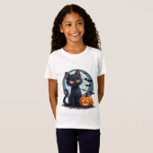 かわいい黒猫のハロウィン🎃 Tシャツ (正面フル)