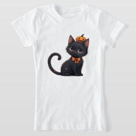 かわいい黒猫のハロウィン🎃 Tシャツ
