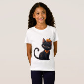 かわいい黒猫のハロウィン🎃 Tシャツ (正面フル)