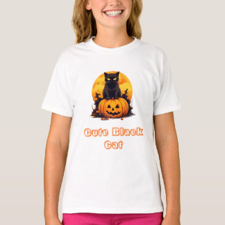 かわいい黒猫のハロウィンTシャツ、スプーク Tシャツ