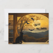 かわいい黒猫のハロウィーン写真 シーズンカード (正面)