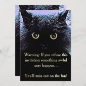 かわいい黒猫のハローウィンパーティの招待状 招待状 (正面/裏面)