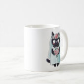 かわいい黒猫のベール姿 コーヒーマグカップ (正面右)
