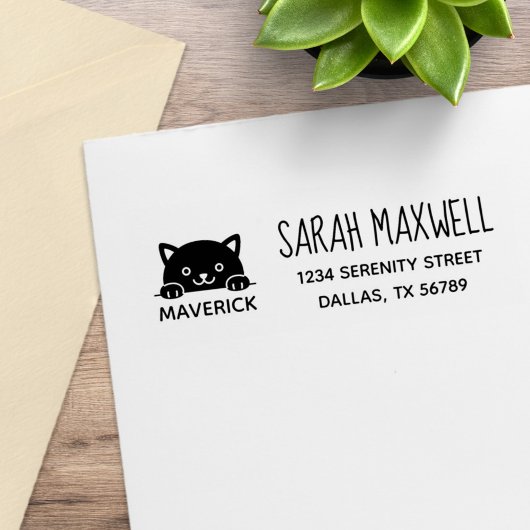 かわいい黒猫のペットの名前のアドレス ラバースタンプ