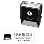 かわいい黒猫のペットネーム住所ラベル セルフインキングスタンプ (インサイチュ)