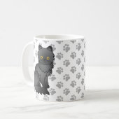 かわいい黒猫のペルシャ風イラスト コーヒーマグカップ (正面左)