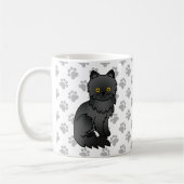 かわいい黒猫のペルシャ風イラスト コーヒーマグカップ (左)