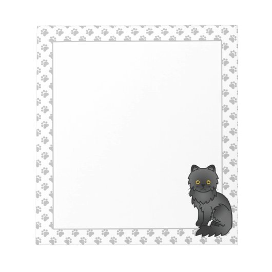 かわいい黒猫のペルシャ風イラスト ノートパッド (正面)
