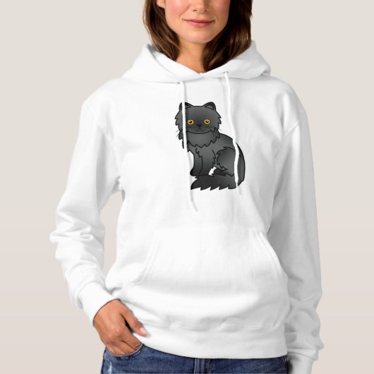 かわいい黒猫のペルシャ風イラスト パーカ (正面)