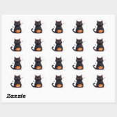 かわいい黒猫のマジックハロウィンテーマ 🎃 ラウンドシール (シート)