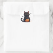 かわいい黒猫のマジックハロウィンテーマ 🎃 ラウンドシール (バッグ)