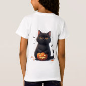 かわいい黒猫のマジックハロウィンテーマ 🎃 Tシャツ (裏面)