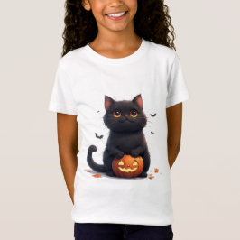 かわいい黒猫のマジックハロウィンテーマ 🎃 Tシャツ