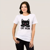 かわいい黒猫のママ Tシャツ (正面全面)