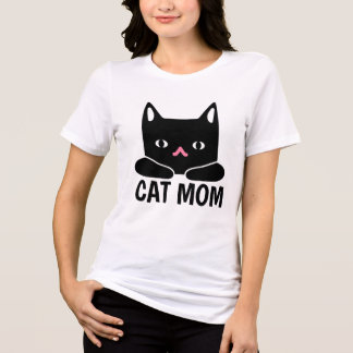 かわいい黒猫のママ Tシャツ