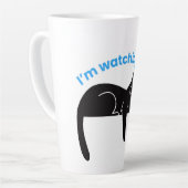 かわいい黒猫のミニマルイラスト カフェラテマグ (左アングル)