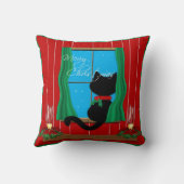 かわいい黒猫のメリークリスマスの休日の枕 クッション (裏面)