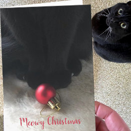 かわいい黒猫のメリークリスマス ペット ホリデーカード