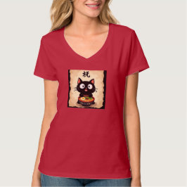 かわいい黒猫のラーメン – かわいい日本の麺類アート Tシャツ