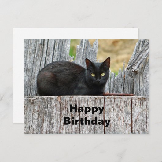 かわいい黒猫のログ写真お誕生日 ポストカード (正面/裏面)