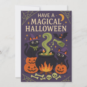 かわいい黒猫の不気味なハロウィン シーズンカード