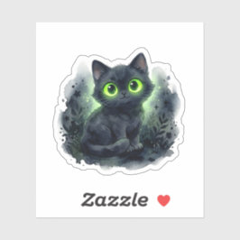かわいい黒猫の光る目 スプーキー ハロウィン シール