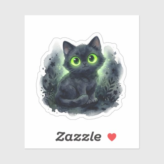 かわいい黒猫の光る目 スプーキー ハロウィン シール (シート)