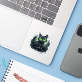 かわいい黒猫の光る目 スプーキー ハロウィン シール (ノートパソコンとiPhone)